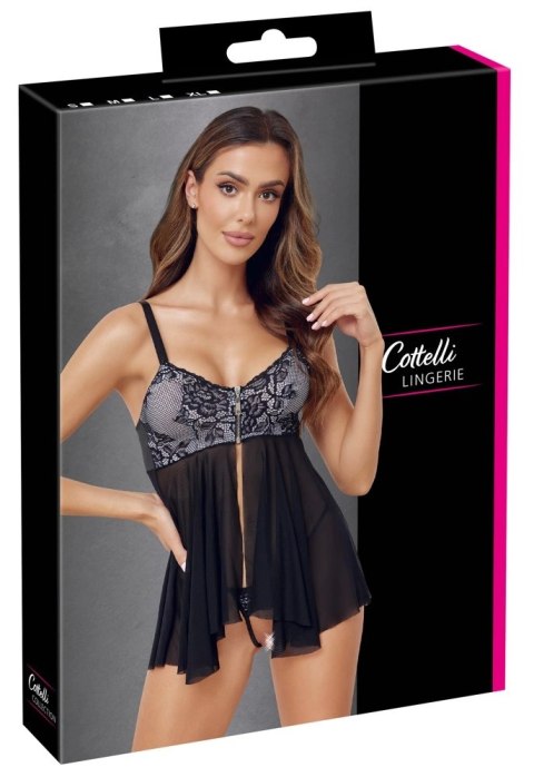 Cottelli LINGERIE - Seksowna Otwarta Haleczka Z Koronką + Stringi Bez Krocza L