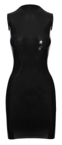 LATE X - Czarna Lateksowa Mini Sukienka Z Małym Kołnierzykiem XL