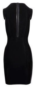 LATE X - Czarna Lateksowa Mini Sukienka Z Małym Kołnierzykiem M