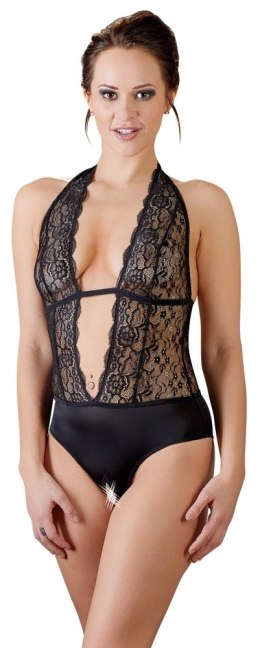 Cottelli LINGERIE - Koronkowe Czarne Body Z Otwartym Kroczem S