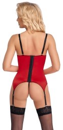 Cottelli LINGERIE - Seksowna Haleczka Bez Biustu Z Paskami Do Pończoch + Otwarte Stringi L