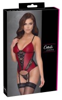 Cottelli LINGERIE - Seksowna Matowa Koszulka Z Paskami i I Delikatną Koronką + Stringi XL