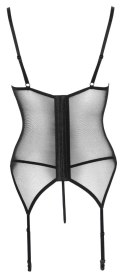 Cottelli LINGERIE - Seksowna Matowa Koszulka Z Paskami i I Delikatną Koronką + Stringi XL