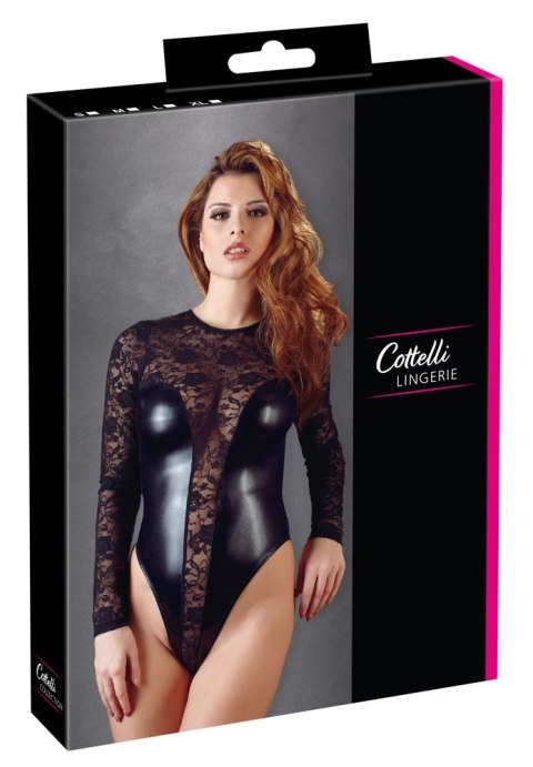 Cottelli LINGERIE - Seksowne Koronkowe Body Z Matowymi Wstawkami Czarne XL