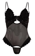 Cottelli LINGERIE - Seksowne Siateczkowe Body Z Ozdobnym Kryształem 75B/S