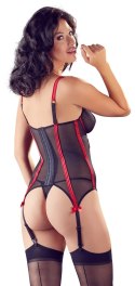 Cottelli LINGERIE - Siateczkowa Koszulka Z Paskami Do Pończoch + Stringi 85B/L