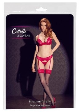 Cottelli LEGWEAR - Czarne Pończochy Z Seksowną Czerwoną Koronką 7