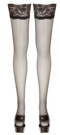 Cottelli LEGWEAR - Czarne Klasyczne Pończochy Z Wysoką Koronką 5