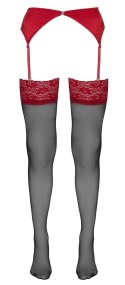 Cottelli LEGWEAR - Czarne Pończochy Z Czerwoną Koronką 5