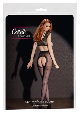 Cottelli LEGWEAR - Czarne Rajstopy Z Otwartym Kroczem I Ozdobnym Szwem 4