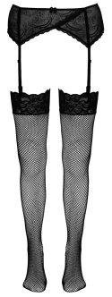 Cottelli LEGWEAR - Pończochy Kabaretki Z Koronką I Ozdobnym Sznurowaniem S/M