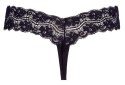 Cottelli LINGERIE - Czarne Koronkowe Stringi Z Naszyjnikiem Z Pereł W Kroku S