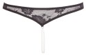 Cottelli LINGERIE - Czarne Koronkowe Stringi Z Perłami W Kroczu M