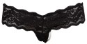 Cottelli LINGERIE - Koronkowe Stringi Z Perełkami W Kroczu Czarne L