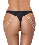 Cottelli LINGERIE - Koronkowe Stringi Z Perłowymi Odpinanymi Łańcuszkami S/M