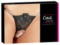 Cottelli LINGERIE - Seksowne Stringi Z Kwiatem I Delikatnymi Dżetami S/M