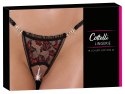 Cottelli LINGERIE - Stringi Z Delikatnej Kwiatowej Koronki Z Perełkami W Kroczu M/L