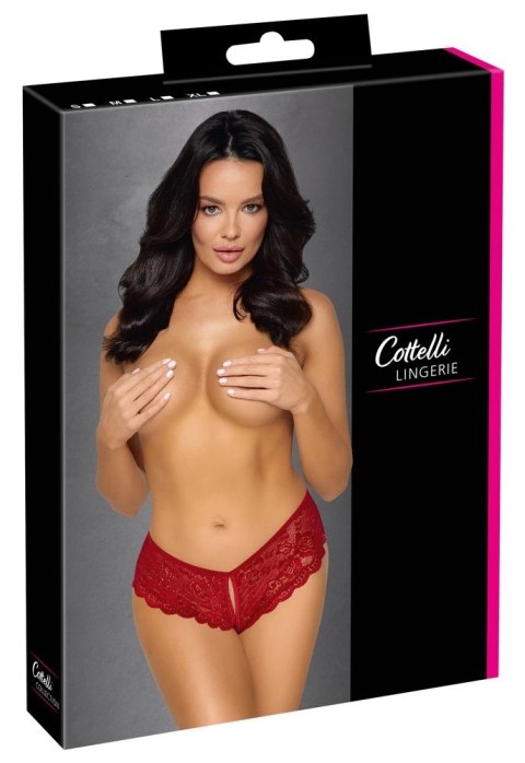 Cottelli LINGERIE - Gorące Czerwone Figi Z Koronki Bez Krocza XL