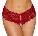 Cottelli LINGERIE - Gorące Czerwone Figi Z Koronki Bez Krocza XL