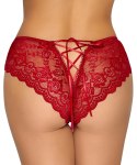 Cottelli LINGERIE - Gorące Czerwone Figi Z Koronki Bez Krocza L