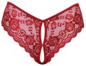 Cottelli LINGERIE - Gorące Czerwone Figi Z Koronki Bez Krocza L