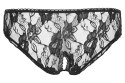 Cottelli LINGERIE - Seksowne Koronkowe Figi Z Otwartym Kroczem Czarne XL