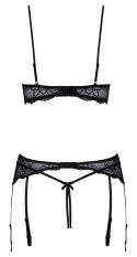 Cottelli LINGERIE - Seksowny Koronkowy 3-Częściowy Zestaw Czarny 75B/S