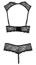 Cottelli LINGERIE - Koronkowy 2-Częściowy Set Biustonosz Bez Miseczek I Wysokie Otwarte Stringi 75B/S