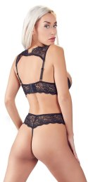 Cottelli LINGERIE - Koronkowy 2-Częściowy Set Biustonosz Bez Miseczek I Wysokie Otwarte Stringi 85B/L