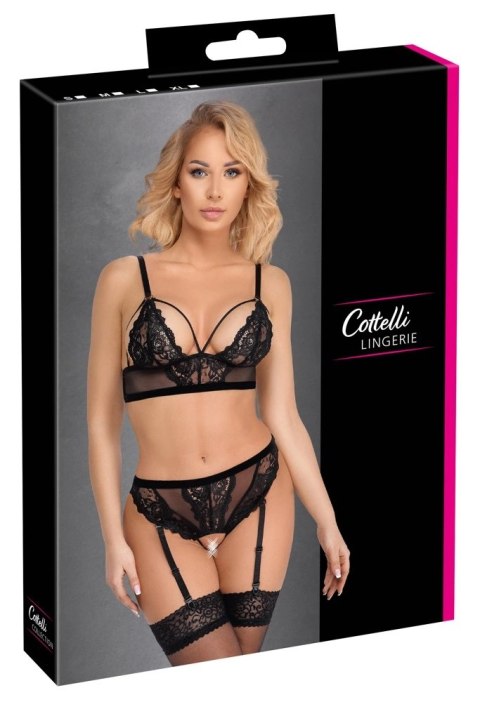 Cottelli LINGERIE - Koronkowy Biustonosz Z Pasem Do Pończoch Bez Krocza XL