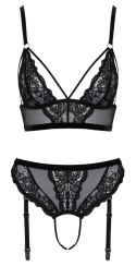 Cottelli LINGERIE - Koronkowy Biustonosz Z Pasem Do Pończoch Bez Krocza S