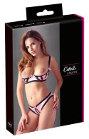 Cottelli LINGERIE - Satynowy Biustonosz Bez Miseczek I Figi Bez Krocza Różowe 80B/M