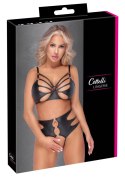 Cottelli LINGERIE - Seksowny Matowy Biustonosz I Wysokie Majtki Z Wycięciami XL