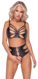 Cottelli LINGERIE - Seksowny Matowy Biustonosz I Wysokie Majtki Z Wycięciami XL