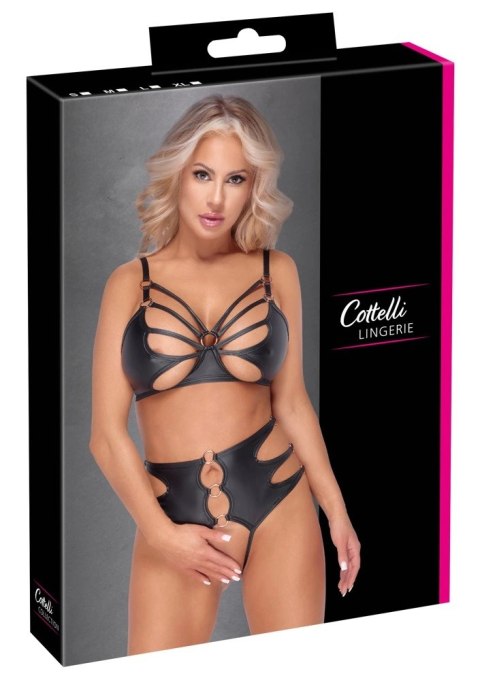 Cottelli LINGERIE - Seksowny Matowy Biustonosz I Wysokie Majtki Z Wycięciami S