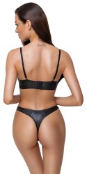 Cottelli LINGERIE - Czarny Matowy 2-Częściowy Set Z Ozdobnymi Paseczkami 80B/M