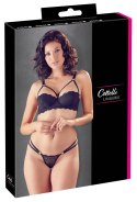 Cottelli LINGERIE - Seksowne Koronkowe Stringi Z Paseczkami I Biustonosz Na Fiszbinach Czarny 80B/M