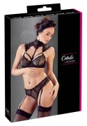 Cottelli LINGERIE - Koronkowy Biustonosz Z Kołnierzem I Stringi Z Paskami Do Pończoch 75B/S