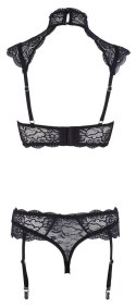 Cottelli LINGERIE - Koronkowy Biustonosz Z Kołnierzem I Stringi Z Paskami Do Pończoch 80B/M