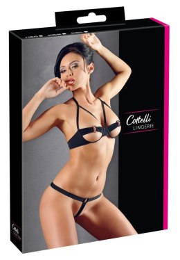 Cottelli LINGERIE - Seksowny Otwarty Biustonosz + Stringi Czarne 75B/S