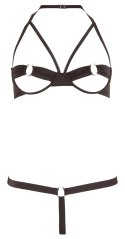 Cottelli LINGERIE - Seksowny Otwarty Biustonosz + Stringi Czarne 75B/S