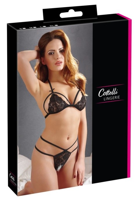 Cottelli LINGERIE - Zmysłowe Koronkowy Zestaw Biustonosz I Stringi Czarny L