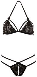 Cottelli LINGERIE - Zmysłowe Koronkowy Zestaw Biustonosz I Stringi Czarny L