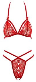 Cottelli LINGERIE - Zmysłowe Koronkowy Zestaw Biustonosz I Stringi Czerwony XL