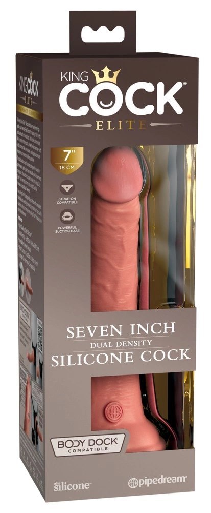 King Cock Elite - Realistyczne Silikonowe Dildo Z Przyssawką 18 CM Jasny Kolor Skóry