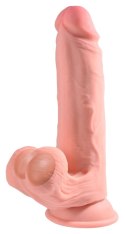 King Cock Plus - Realistyczne Dildo Z Kulkami W Jądrach I Przyssawką 22,9 CM Jasny Kolor Skóry