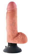 King Cock - Realistyczny Wibrator Z Jądrami I Przyssawką 18 CM Jasny Kolor Skóry