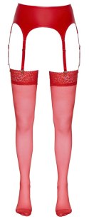 Cottelli LEGWEAR - Klasyczne Czerwone Pończochy Z Elegancką Koronką 5