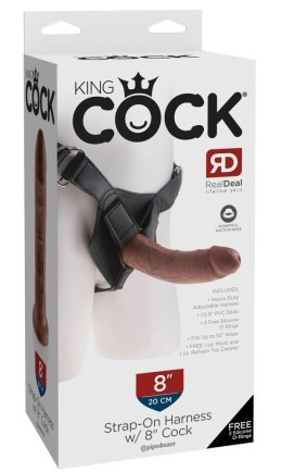 King Cock - Realistyczne Dildo Strap-On 20 CM Ciemny Kolor Skóry