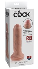 King Cock - Realistyczne Dildo Z Ruchomym Napletkiem 15 CM Jasny Kolor Skóry